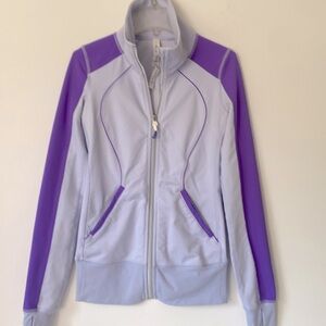 Lululemon athletics  jacket Lavanda stripe sleeves . Good Preowned condition sz2